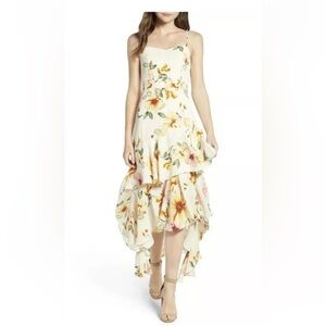Leith Ivory Blushing Floral Dress SIZE XXL Layered Ruffle High Low Lined NWT $75